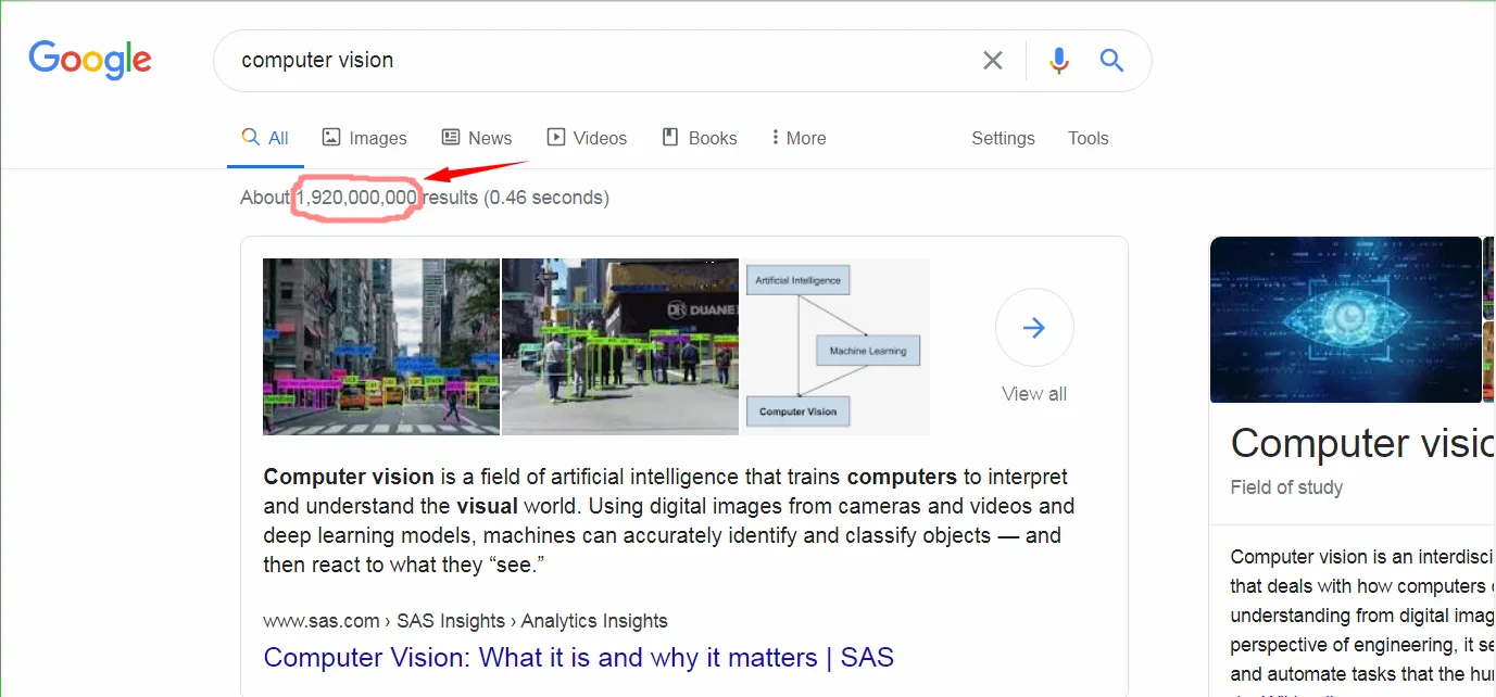 computer vision search results image on google